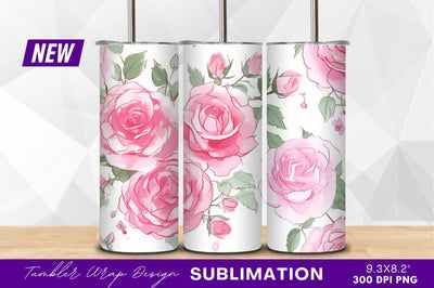 Pink roses watercolor floral seamless pattern clipart png Sublimation Regulrcrative 