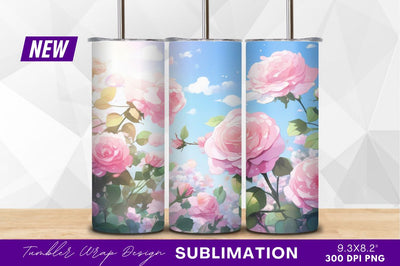 Pink roses with blue sky background clipart png Sublimation Regulrcrative 