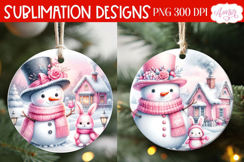 Pink Round christmas ornament PNG sublimation Sublimation Amorclipart 