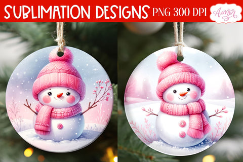 Pink Round christmas ornament PNG sublimation Sublimation Amorclipart 