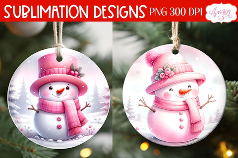 Pink Round christmas ornament PNG sublimation Sublimation Amorclipart 