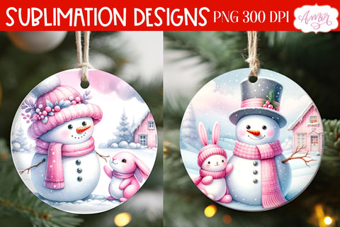 Pink Round christmas ornament PNG sublimation Sublimation Amorclipart 