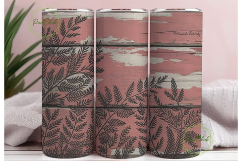 Pink Rustic Leaves 20oz Tumbler Wrap Sublimation PixelChick 