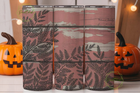 Pink Rustic Leaves 20oz Tumbler Wrap Sublimation PixelChick 