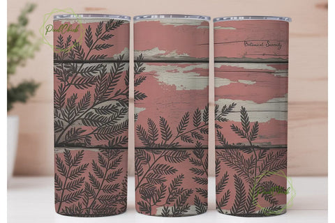 Pink Rustic Leaves 20oz Tumbler Wrap Sublimation PixelChick 