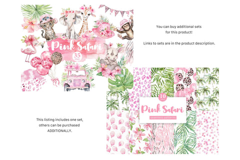 Pink Safari Digital Papers | Nursery Seamless Pattern Digital Pattern GlamArtZhanna 