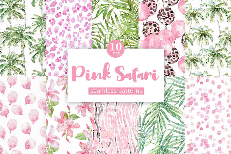 Pink Safari Digital Papers | Nursery Seamless Pattern Digital Pattern GlamArtZhanna 