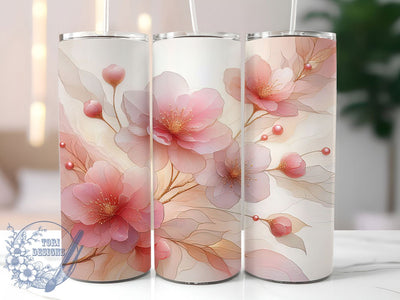 Pink Sakura Marble Tumbler, Cherry Blossom Wrap, Elegant Sakura Cup, 20oz Sublimation Wrap, Stylish Marble Design Tumbler, Artistic Pink Sakura Cup, Nature Blossom Theme Wrap Sublimation ToriDesigns 