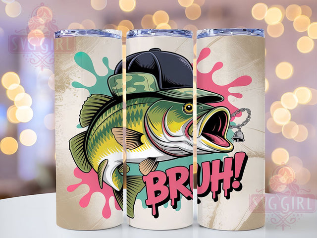 Pink Saltwater Fishing Tumbler, Pink Fishing PNG, BRUH Tumbler Wrap, 20oz Sublimation Design, Funny Fisher Gift, Ocean Fishing Cup, Girl Fishing Humor Sublimation SvggirlplusArt 