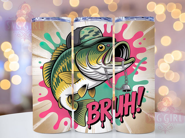 Pink Saltwater Fishing Tumbler, Pink Fishing PNG, BRUH Tumbler Wrap, 20oz Sublimation Design, Funny Fisher Gift, Ocean Fishing Cup, Girl Fishing Humor Sublimation SvggirlplusArt 