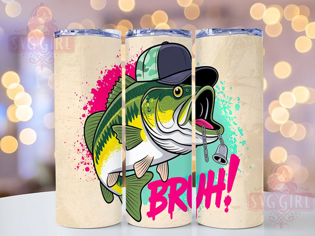 Pink Saltwater Fishing Tumbler, Pink Fishing PNG, BRUH Tumbler Wrap, 20oz Sublimation Design, Funny Fisher Gift, Ocean Fishing Cup, Girl Fishing Humor Sublimation SvggirlplusArt 