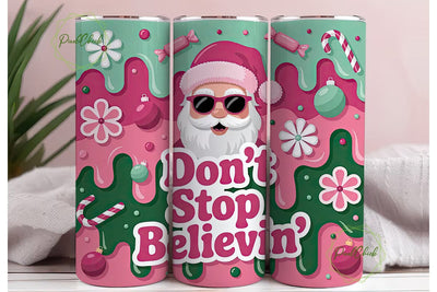 Pink Santa Christmas 20oz Tumbler Wrap Sublimation PixelChick 