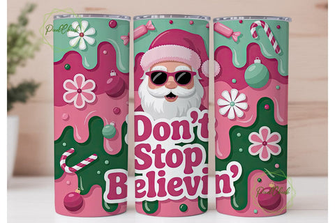 Pink Santa Christmas 20oz Tumbler Wrap Sublimation PixelChick 