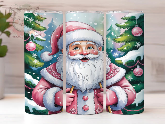 Pink Santa Christmas Tumbler, Santa Wrap Design, Holiday Mug, Sublimation Wrap, Festive Drinkware, Cute Winter Gift, Modern Christmas Cup Sublimation Lara' s Designs 