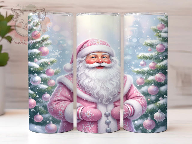 Pink Santa Christmas Tumbler, Santa Wrap Design, Holiday Mug, Sublimation Wrap, Festive Drinkware, Cute Winter Gift, Modern Christmas Cup Sublimation Lara' s Designs 