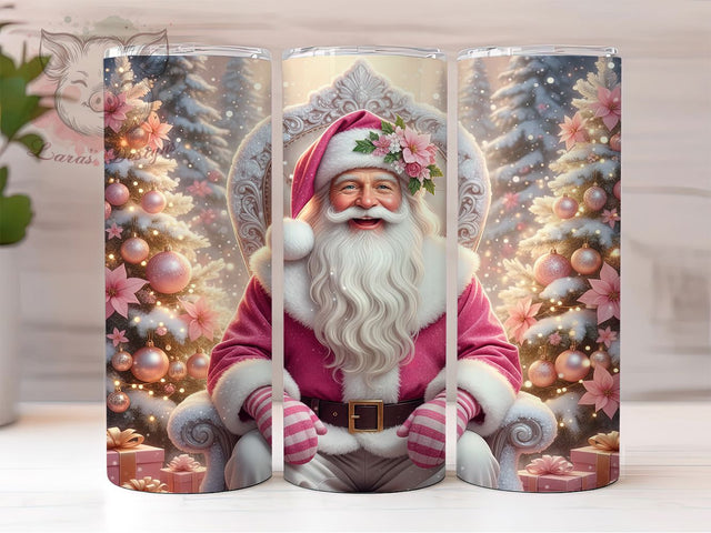 Pink Santa Christmas Tumbler, Santa Wrap Design, Holiday Mug, Sublimation Wrap, Festive Drinkware, Cute Winter Gift, Modern Christmas Cup Sublimation Lara' s Designs 