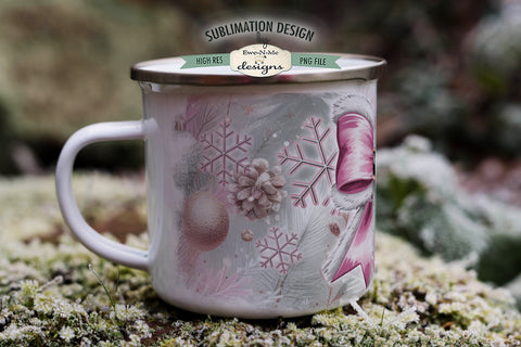 Pink Santa Coquette Bow 11 & 15 oz Mug Sublimation Design Sublimation Ewe-N-Me Designs 