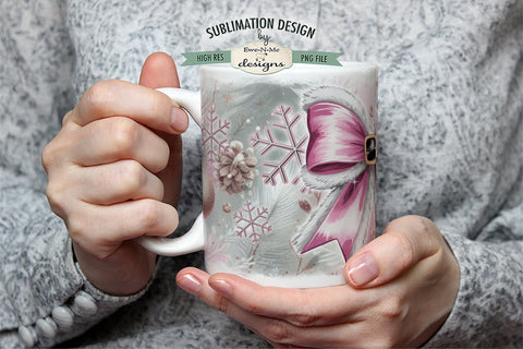 Pink Santa Coquette Bow 11 & 15 oz Mug Sublimation Design Sublimation Ewe-N-Me Designs 
