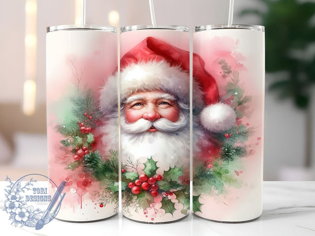 Pink Santa Tumbler, Christmas Santa Wrap, 20oz Sublimation Design, Holiday Drinkware, Cute Santa Decor, Festive Tumbler, Winter Holiday Gift Sublimation ToriDesigns 
