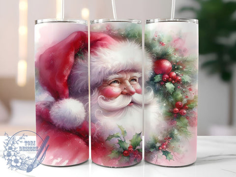Pink Santa Tumbler, Christmas Santa Wrap, 20oz Sublimation Design, Holiday Drinkware, Cute Santa Decor, Festive Tumbler, Winter Holiday Gift Sublimation ToriDesigns 