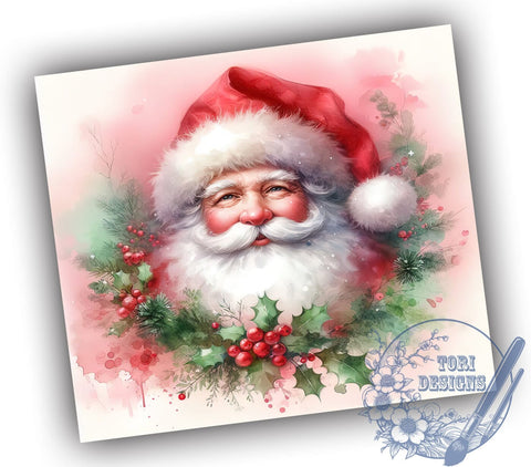 Pink Santa Tumbler, Christmas Santa Wrap, 20oz Sublimation Design, Holiday Drinkware, Cute Santa Decor, Festive Tumbler, Winter Holiday Gift Sublimation ToriDesigns 