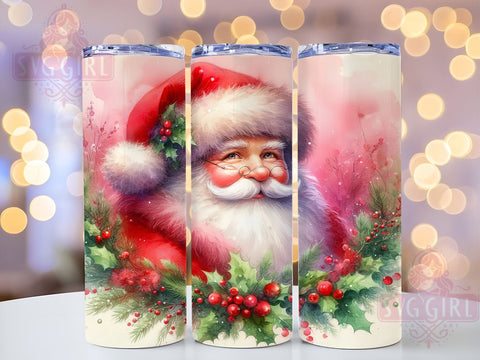 Pink Santa Tumbler Wrap, Christmas Tumbler Design, 20oz Sublimation PNG, Cute Santa Drinkware, Holiday Gift Idea, Festive Tumblers, Winter Decor PNG, Santa Claus Sublimation Design Sublimation SvggirlplusArt 