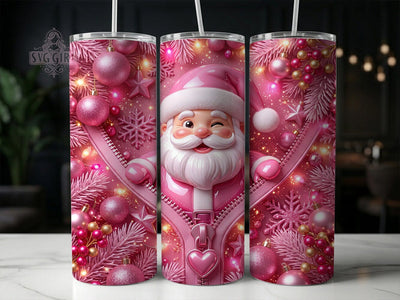 Pink Santa Zipper 20oz Tumbler, Pink Santa Zipper, Santa Zipper PNG, Pink Santa Tumbler, Zipper Santa Tumbler, Santa Zipper Wrap, Pink Santa PNG, 20oz Tumbler Wrap Sublimation SvggirlplusArt 