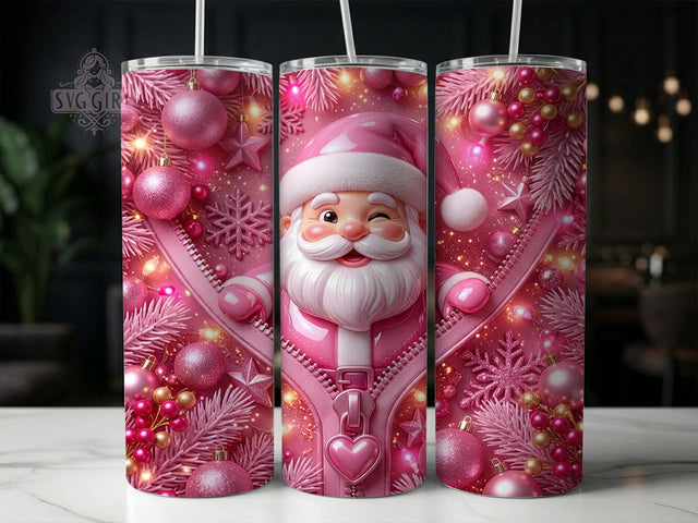 Pink Santa Zipper 20oz Tumbler, Pink Santa Zipper, Santa Zipper PNG, Pink Santa Tumbler, Zipper Santa Tumbler, Santa Zipper Wrap, Pink Santa PNG, 20oz Tumbler Wrap Sublimation SvggirlplusArt 