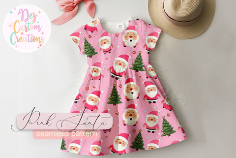 Pink Santas and Trees Seamless Pattern Digital Pattern Dez Custom Creations 
