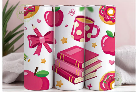 Pink School Tumbler Wrap Sublimation PixelChick 