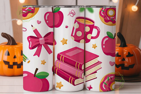 Pink School Tumbler Wrap Sublimation PixelChick 