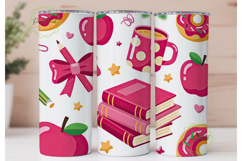 Pink School Tumbler Wrap Sublimation PixelChick 