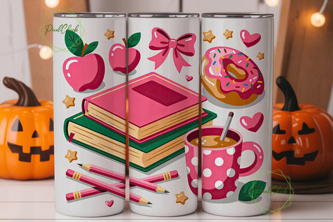 Pink School Tumbler Wrap Sublimation PixelChick 