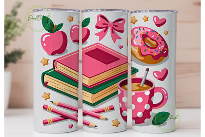 Pink School Tumbler Wrap Sublimation PixelChick 