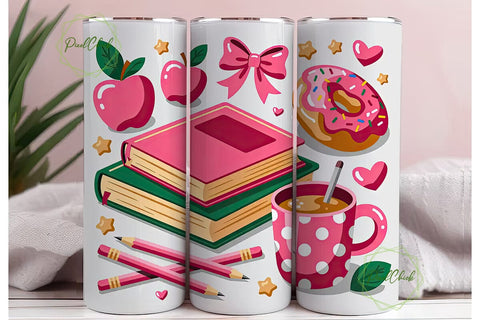 Pink School Tumbler Wrap Sublimation PixelChick 