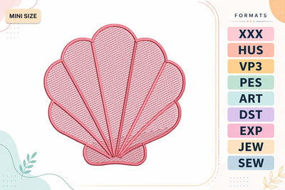Pink Seashell Mini Embroidery Design | Summer Beach Shell Embroidery/Applique DESIGNS sg embroidery 