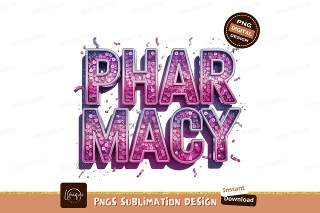 Pink Sequin Pharmacy Sign Sublimation Png Sublimation Designangry 