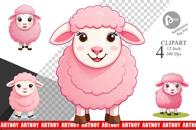Pink Sheep Valentine Clipart Sublimation artnoy 