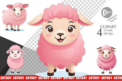 Pink Sheep Valentine Clipart Sublimation artnoy 