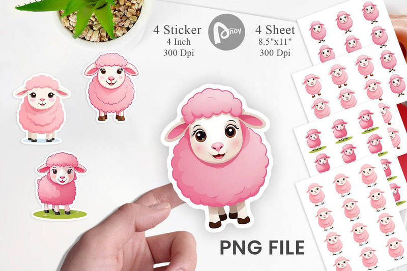 Pink Sheep Valentine Sticker Sublimation artnoy 