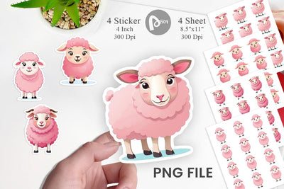 Pink Sheep Valentine Sticker Sublimation artnoy 