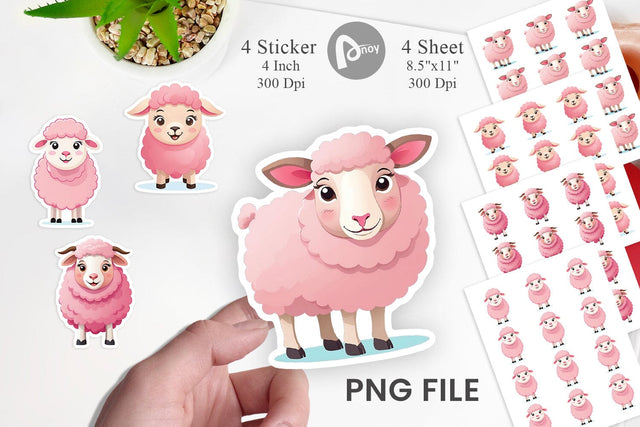 Pink Sheep Valentine Sticker Sublimation artnoy 
