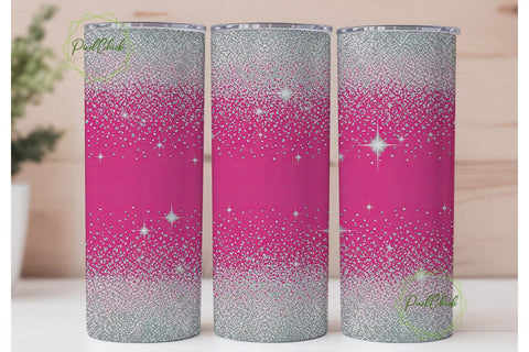 Pink Silver Glitter 20oz Tumbler Wrap Sublimation PixelChick 