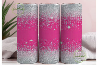 Pink Silver Glitter 20oz Tumbler Wrap Sublimation PixelChick 