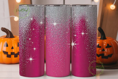 Pink Silver Glitter 20oz Tumbler Wrap Sublimation PixelChick 