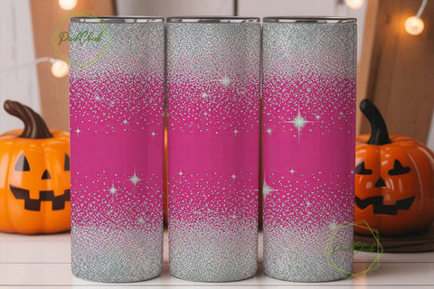 Pink Silver Glitter 20oz Tumbler Wrap Sublimation PixelChick 