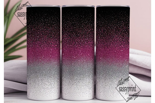 Pink & Silver Glitter 20oz Tumbler Wrap Sublimation sassyprint 