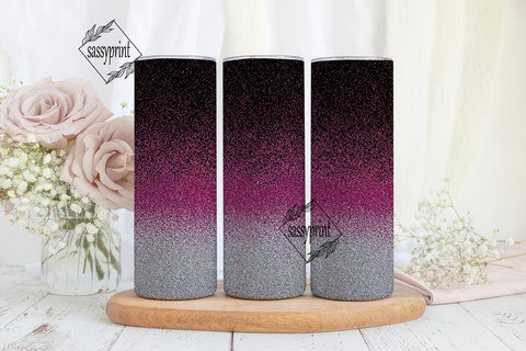 Pink & Silver Glitter 20oz Tumbler Wrap Sublimation sassyprint 