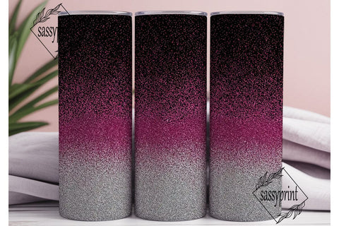 Pink & Silver Glitter 20oz Tumbler Wrap Sublimation sassyprint 