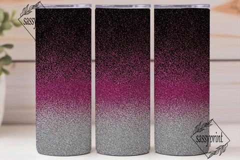 Pink & Silver Glitter 20oz Tumbler Wrap Sublimation sassyprint 